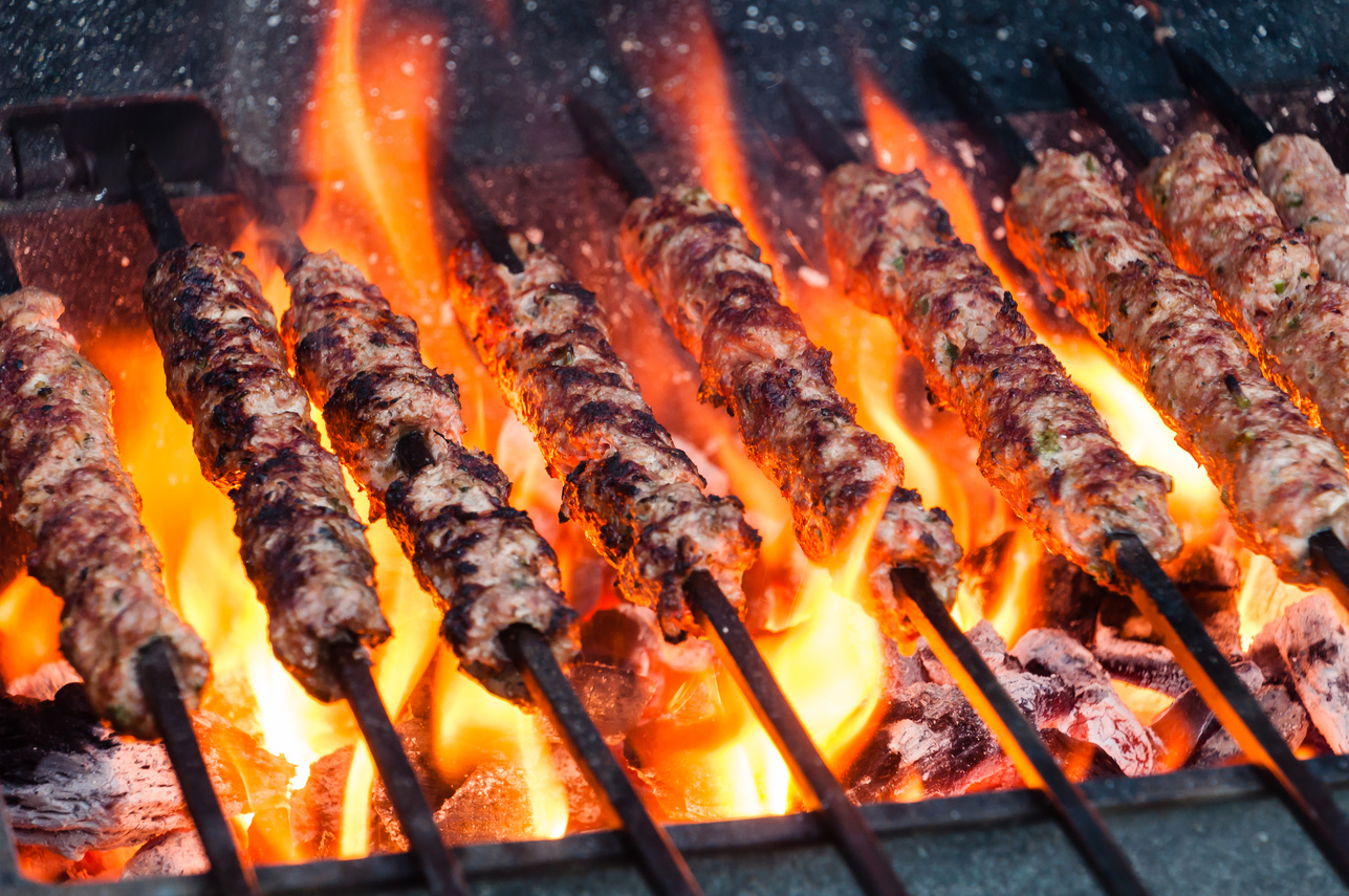 Spicy Seekh Kebabs on skewers