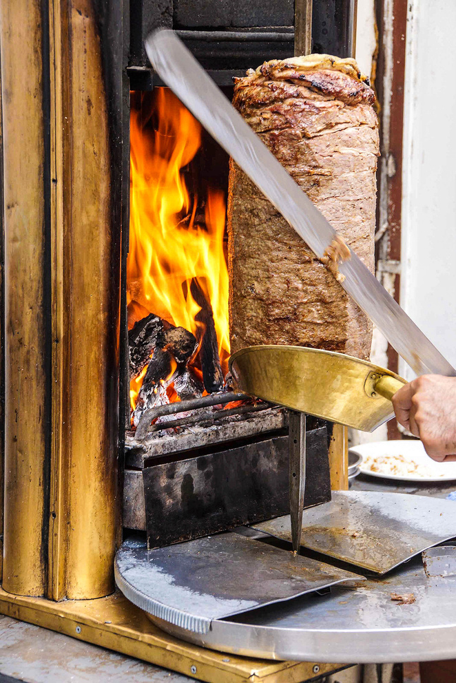 Cook Slices Shawarma